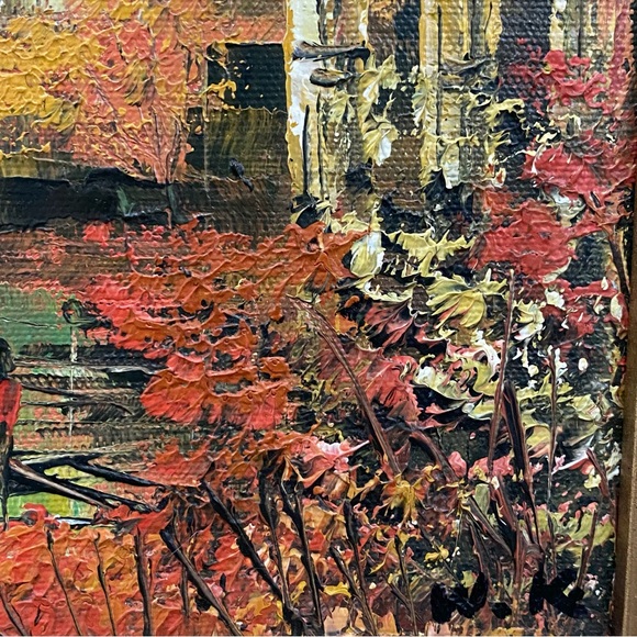 Vintage Signed W.K. Impressionist Abstract Landscape Ruins Acrylic Oil Painting - Picture 15 of 17